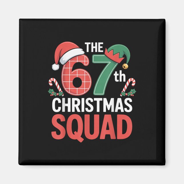 67th Christmas Squad – Cute Santa Elf Candy Canes  Magnet (Front)