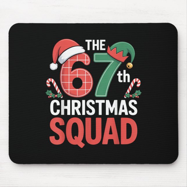 67th Christmas Squad – Cute Santa Elf Candy Canes  Mouse Pad (Front)