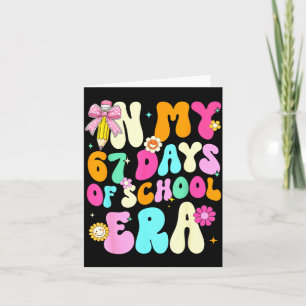 67th Day Of School 67 Days Pencil Coquette Bow Mem Card