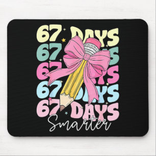 67th Day Of School 67 Days Smarter Coquette Bow Te Mouse Pad