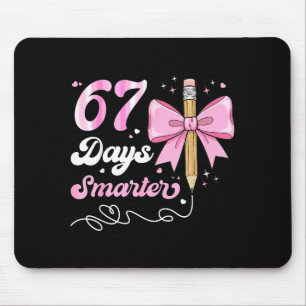 67th Day Of School 67 Days Smarter Coquette Bow Te Mouse Pad