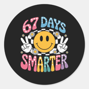 67th Day Of School 67 Days Smarter Smile Teacher B Classic Round Sticker