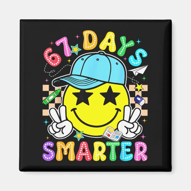 67th Day Of School 67 Days Smarter Teacher Boy Gir Magnet (Front)