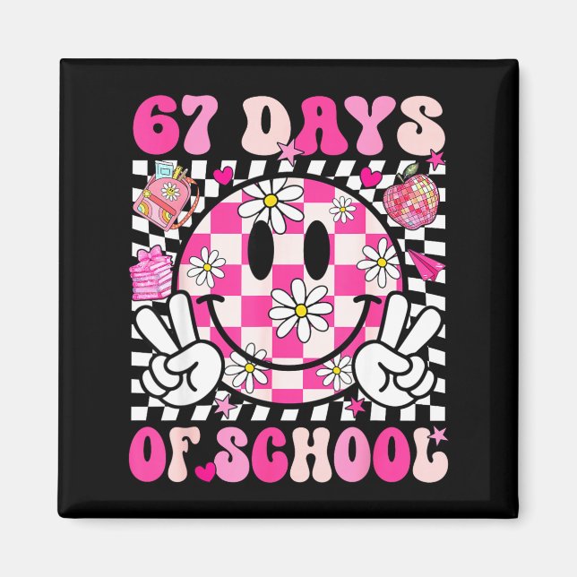 67th Day Of School 67 Days Smarter Teacher Girl Wo Magnet (Front)