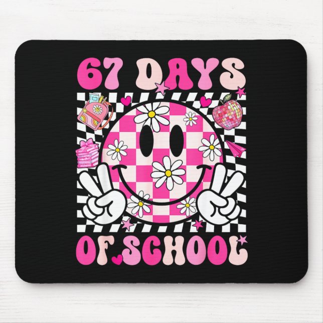 67th Day Of School 67 Days Smarter Teacher Girl Wo Mouse Pad (Front)