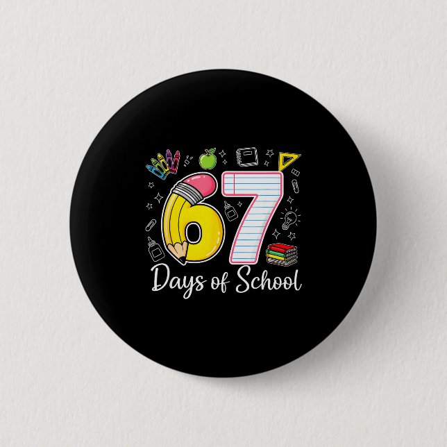 67th Day Of School 67 Six Seven Math Teacher Kids  6 Cm Round Badge (Front)