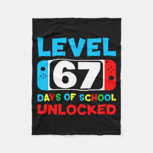 67th Day Of School Gamer Level 67 Days Unlocked 6 Fleece Blanket
