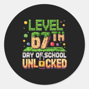 67th Day Of School Gamer Level Unlocked 100 Days O Classic Round Sticker