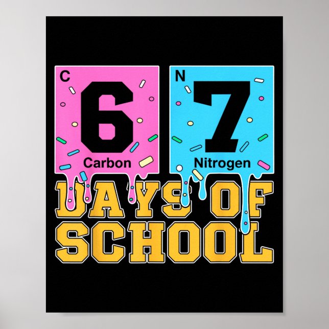 67th Day Of School Kids Funny Meme Six Seven Perio Poster (Front)