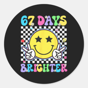 67th Day Of School Shirt 67 Days Brighter Teacher Classic Round Sticker