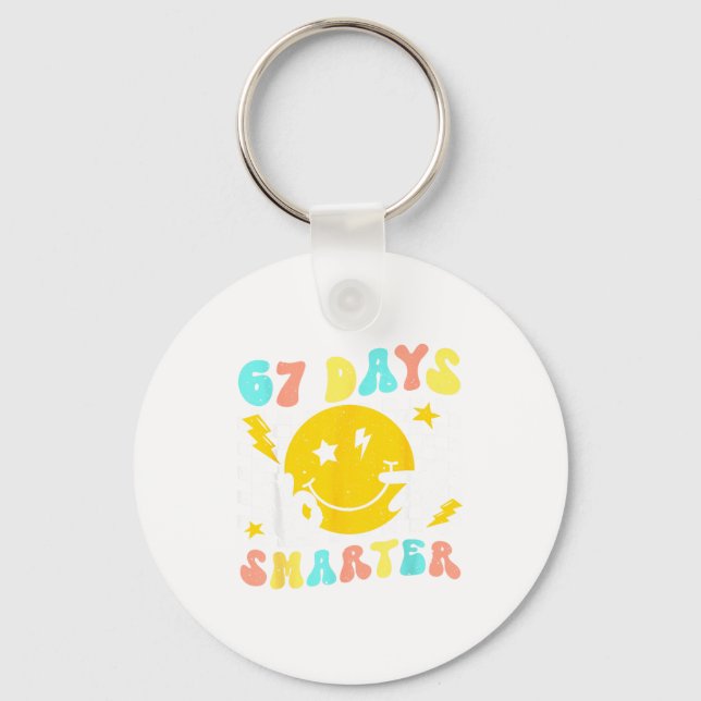 67th Day Of School Shirt 67 Days Smarter Teacher B Key Ring (Front)