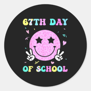 67th Day Of School Smile Face Six Seven Meme Girls Classic Round Sticker