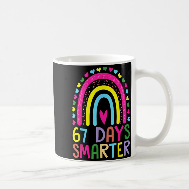 67th Day Of School Teacher 67 Days Smarter Rainbow Coffee Mug (Right)