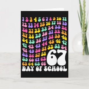 67th Day Of School Teacher Kids 67 Math Numbers 10 Card
