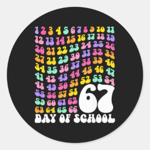 67th Day Of School Teacher Kids 67 Math Numbers 10 Classic Round Sticker