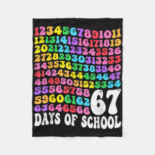 67th Day Of School Teacher Kids 67 Math Numbers 10 Fleece Blanket
