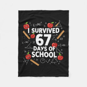 67th Day Of School Teacher Kids 67 Math Numbers 10 Fleece Blanket