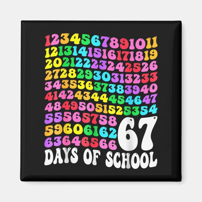 67th Day Of School Teacher Kids 67 Math Numbers 10 Magnet (Front)