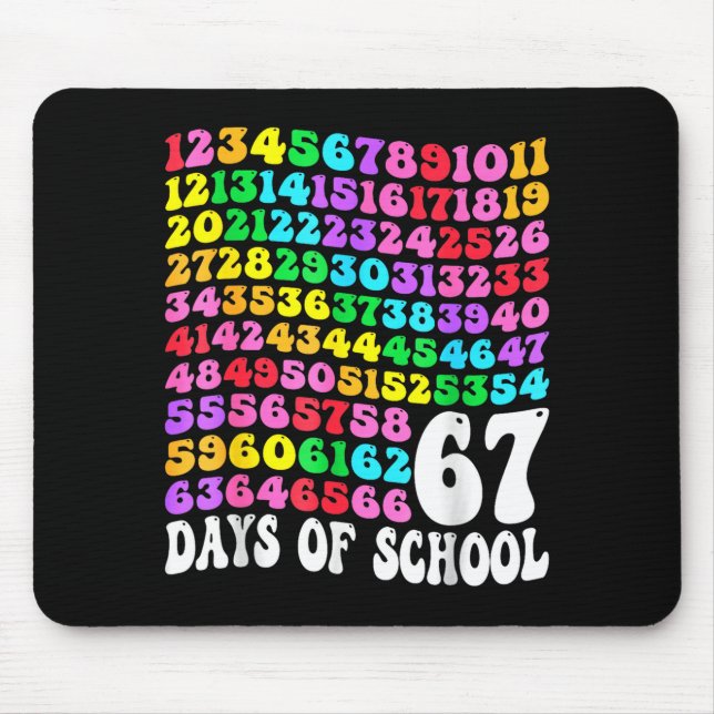 67th Day Of School Teacher Kids 67 Math Numbers 10 Mouse Pad (Front)
