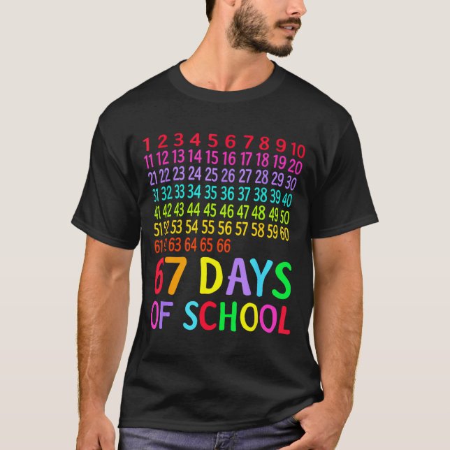 67th Day Of School Teacher Kids 67 Math Numbers 10 T-Shirt (Front)