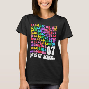 67th Day Of School Teacher Kids 67 Math Numbers 10 T-Shirt