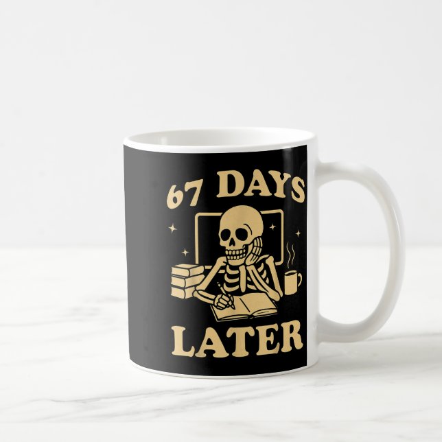 67th Day Of School Teacher Skeleton Funny 6 7 Meme Coffee Mug (Right)