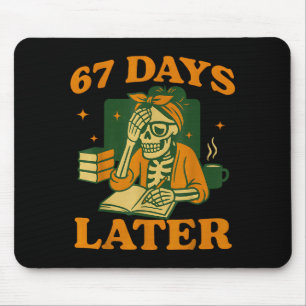 67th Day Of School Teacher Skeleton Funny 6 7 Meme Mouse Pad