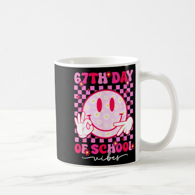 67th Day Of School Vibes 67 Meme Cute Smile Face T Coffee Mug (Right)
