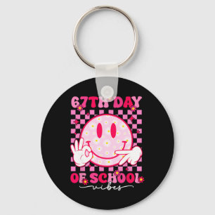67th Day Of School Vibes 67 Meme Cute Smile Face T Key Ring