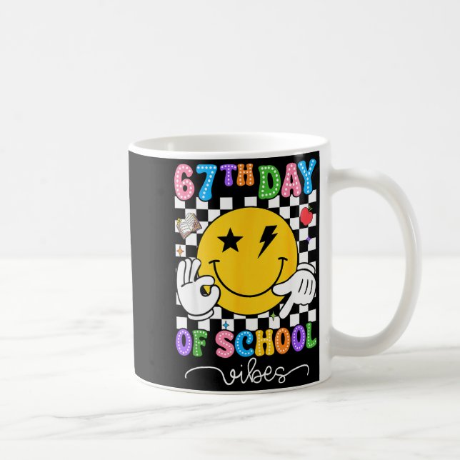 67th Day Of School Vibes Cute Smile Face 67 Days O Coffee Mug (Right)