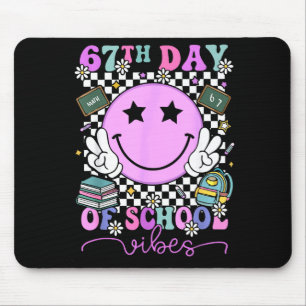 67th Day Of School Vibes Groovy Retro 100 Days Of Mouse Pad