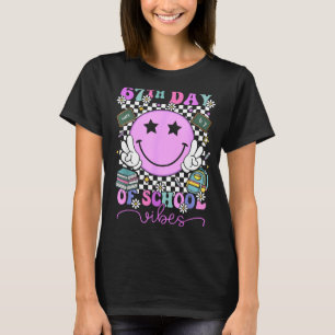 67th Day Of School Vibes Groovy Retro 100 Days Of  T-Shirt