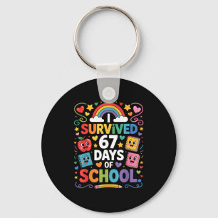 67th Day Rainbow Teacher I Survived 67 Days Of Sch Key Ring