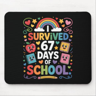 67th Day Rainbow Teacher I Survived 67 Days Of Sch Mouse Pad