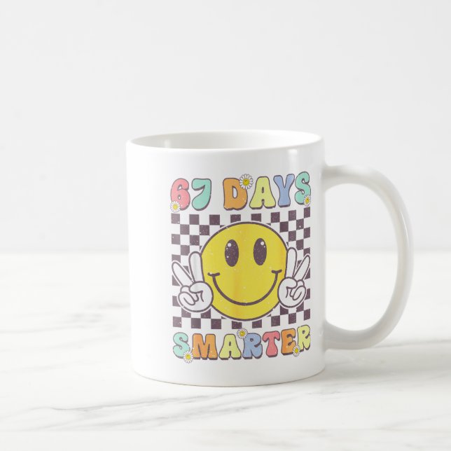 67th Days Smarter Smile Face 67 Days School Teache Coffee Mug (Right)