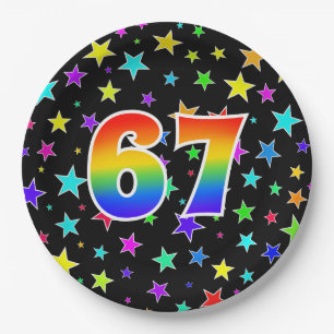 67th Event: Bold, Fun, Colourful Rainbow 67 Paper Plate