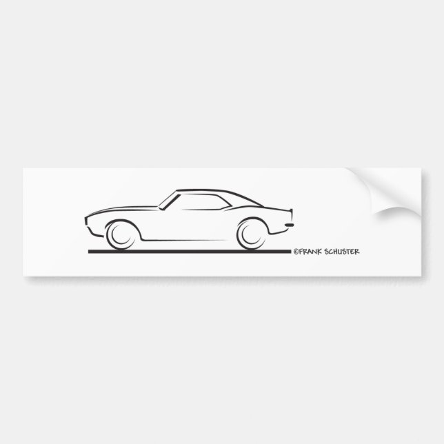 68 Camaro Hard Top BLK Bumper Sticker (Front)