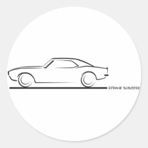 68 Camaro Hard Top BLK Classic Round Sticker