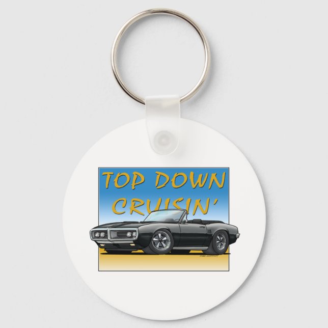 68 Firebird black convertible Key Ring (Front)