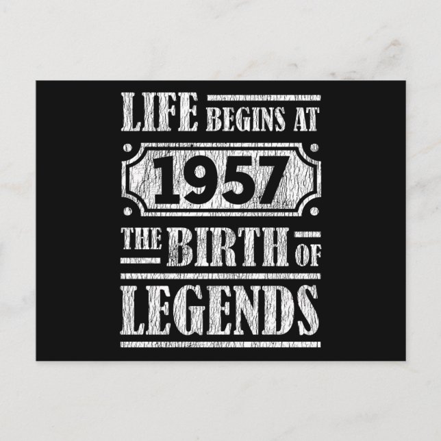 68 Year Old 1957 Birth Of Legend 68th Birthday Postcard (Front)