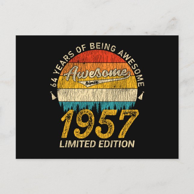 68 Year Old 1957 Retro Awesome 68th Birthday Gift Postcard (Front)