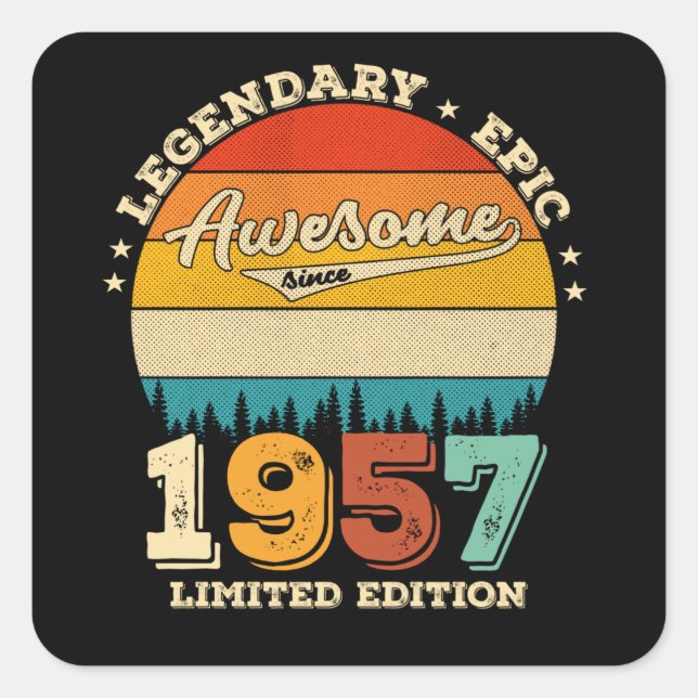 68 Year Old Bday 1957 Awesome 68th Birthday Gift Square Sticker (Front)