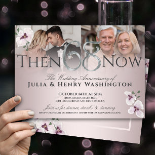 68th Anniversary Refined Orchid Then And Now Invitation