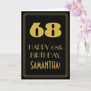 68th Birthday ~ Art Deco Inspired Look "68" & Name Card
