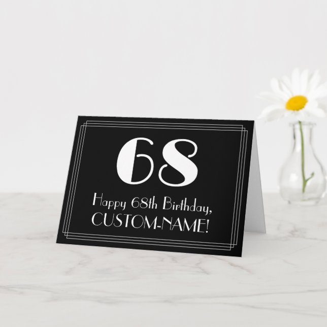 68th Birthday ~ Art Deco Inspired Look "68", Name Card (Small Plant)