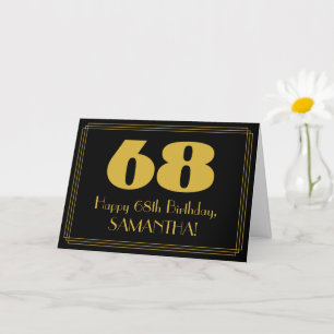 68th Birthday: Art Deco Inspired Look "68" & Name Card