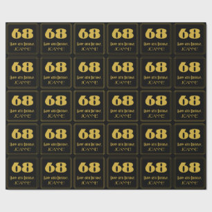68th Birthday – Art Deco Inspired Look "68" & Name Wrapping Paper
