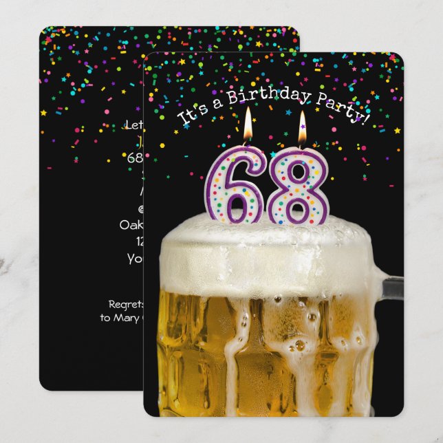 68th Birthday Beer Party Invitation (Front/Back)