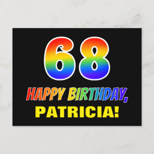 68th Birthday: Bold, Fun, Simple, Rainbow 68 Postcard