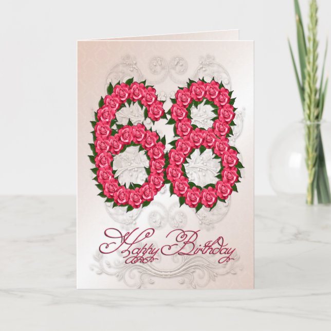 68th birthday card with roses and leaves (Front)